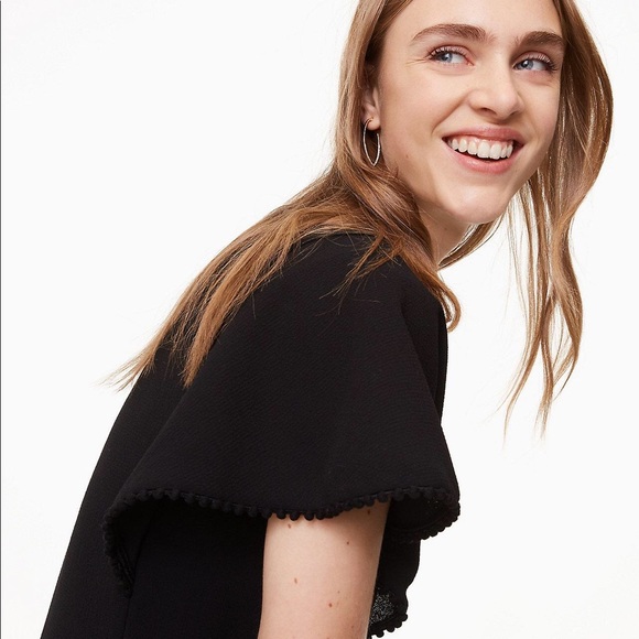 NWT Loft Flutter Sleeve Pom Pom Dress 00P - Picture 4 of 6